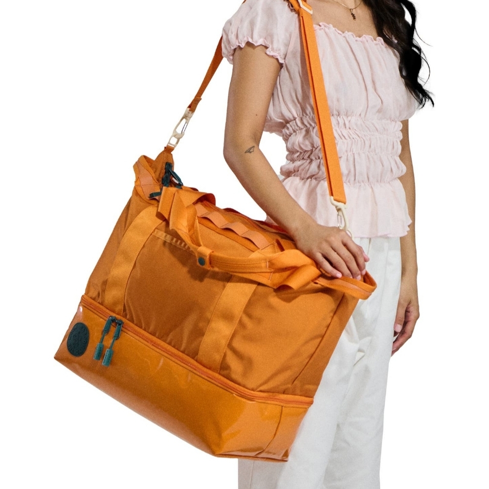 X Large Expandable Big Orange Tote Bag Weekender - Picture 13 of 16